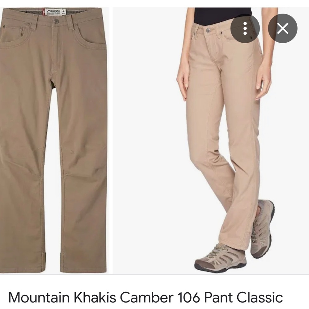 Mountain Khakis women’s camber. Professionally hemmed to a  29inch inseam.